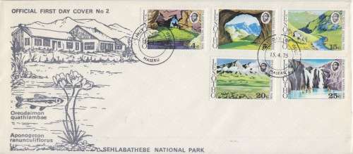 LESOTHO FDC 1975 -OFFICIAL FDC#2 - SEHLABATHELE NATIONAL PARK