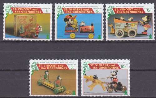 5 ST.VINCENT AND THE GRENADINES DISNEY STAMPS - VINTAGE DISNEY CHARACTERS TOYS - MINT