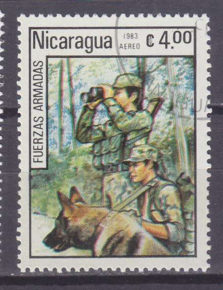 BEAUTIFUL THEMATIC STAMPS - DOGS IN MILITARY- GERMAN SHEPHERD - NICARAGUA