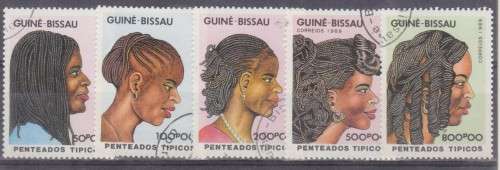 5 BEAUTIFUL THEMATIC STAMPS - HAIR STYLES - GUINEA BISSAU