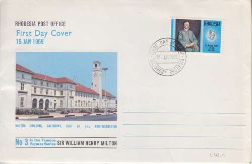 RHODESIA FDC 1969 - FAMOUS FIGURES - SIR WILLIAM HENRY MILTON