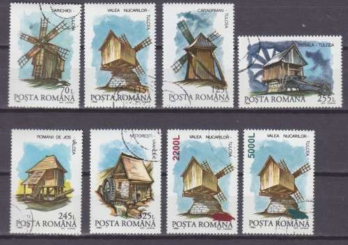 8 BEAUTIFUL THEMATIC STAMPS - WINDMILLS - ROMANIA