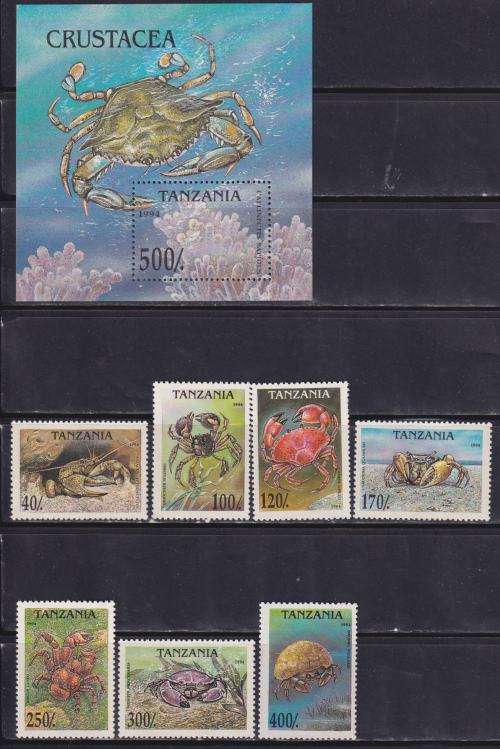 TANZANIA MINISHEET and STAMP SET - CRUSTACEA (SEA LIFE)- MNH
