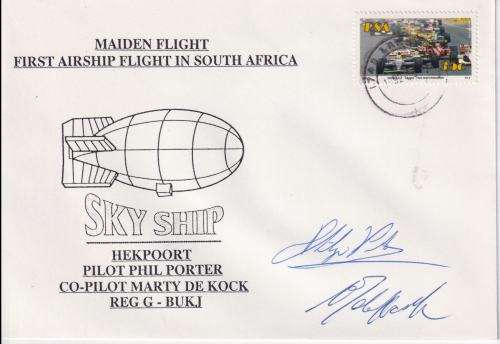 FIRST AIRSHIP FLIGHT IN SA - 1992 - HEKPOORT - SKYSHIP - SIGNED BY PILOT and CO-PILOT