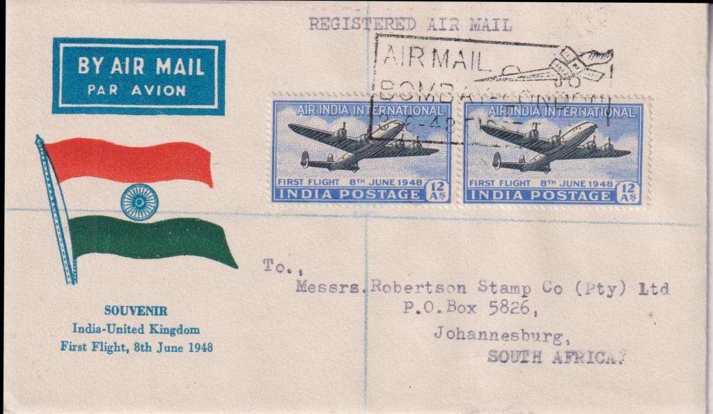 FLIGHT COVERS - INDIA TO UNITED KINGDON  FLIGHT COVER 1948
