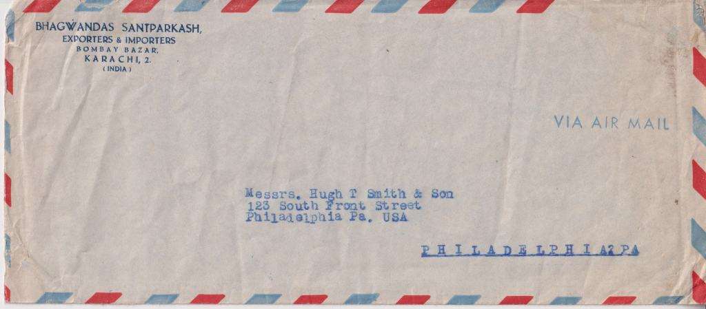 STARTING @ R60 - LETTER POSTED IN INDIA AND CANCELLED AFTER INDEPENDENCE IN PAKISTAN 1947- SEE SCANS