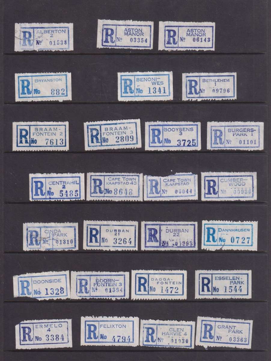 STARTING AT R50 - REGISTRATION LABELS LOT - ALPHABETICAL - SOUTH AFRICA AND OTHER