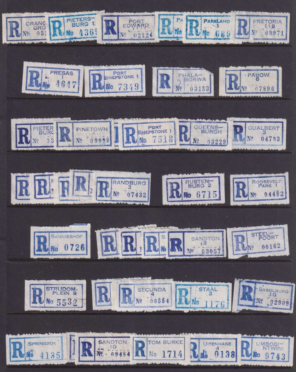 STARTING AT R50 - REGISTRATION LABELS LOT - ALPHABETICAL - SOUTH AFRICA AND OTHER