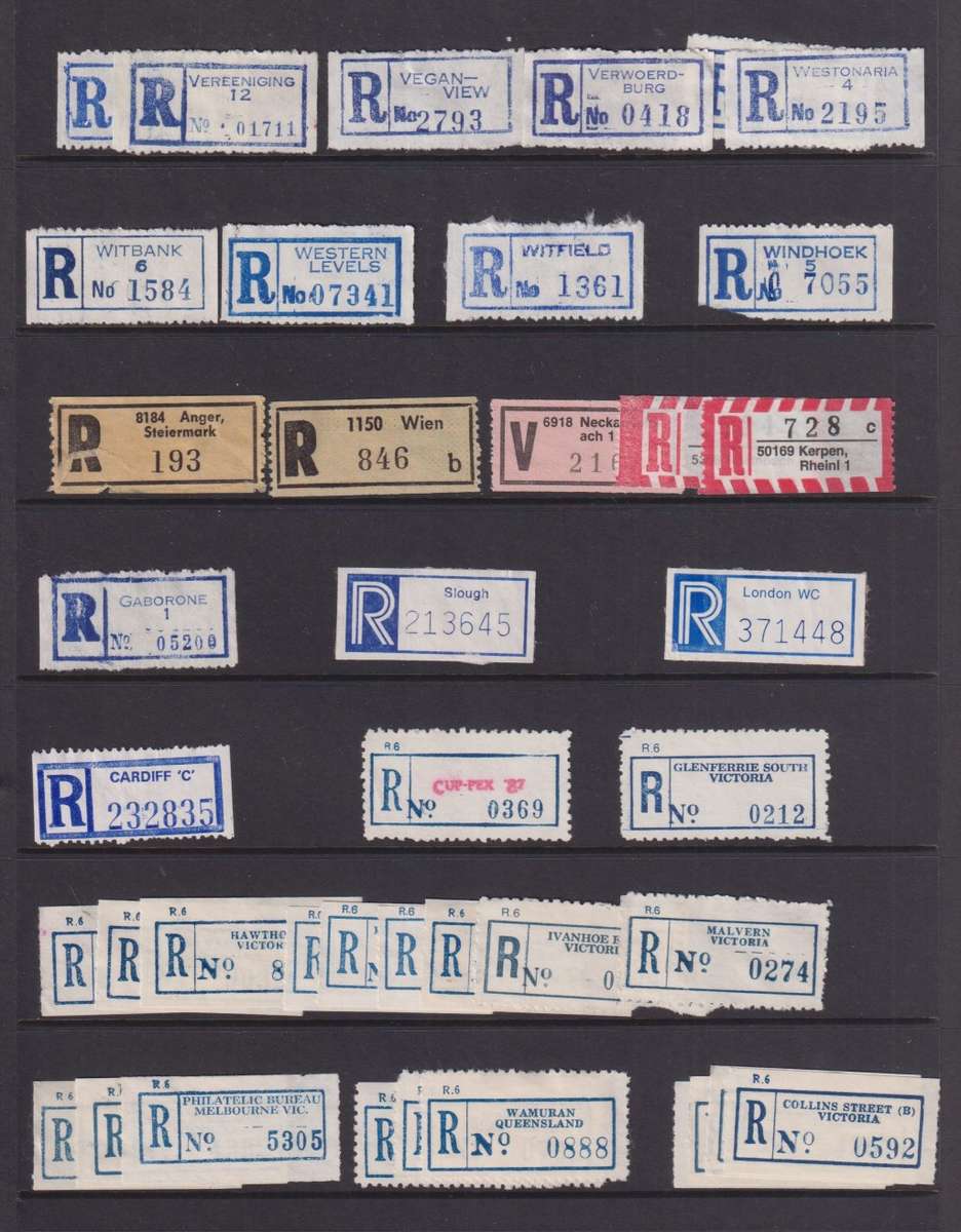STARTING AT R50 - REGISTRATION LABELS LOT - ALPHABETICAL - SOUTH AFRICA AND OTHER