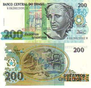 BRAZIL 200 CRUZEIRO P 229 UNC