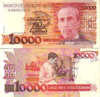 BRAZIL - 10 CRUZADOS N. on 10000 CRUZADOS UNC- P 218