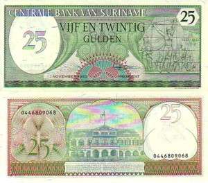 SURINAME 25 GULDEN 1985 P-127 UNC