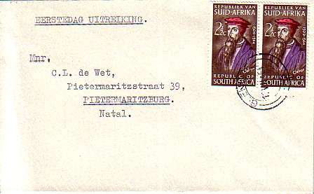 SOUTH AFRICA  FDC - 1964 - 400 TH ANNIVERSARY OF CALVIN'S DEATH