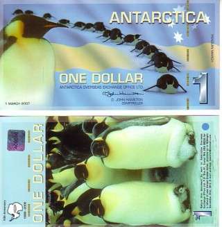 ANTARCTICA 1 DOLLAR 2007 POLYMER UNC