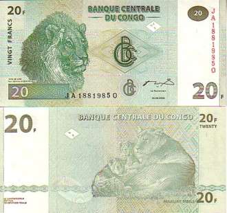 CONGO 20 Francs 2003  P 94 UNC
