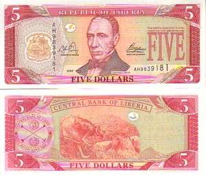 LIBERIA P26 2003 5 DOLLARS UNC