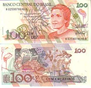 BRAZIL 100 CRUZEIROS 1990 P 228 UNC
