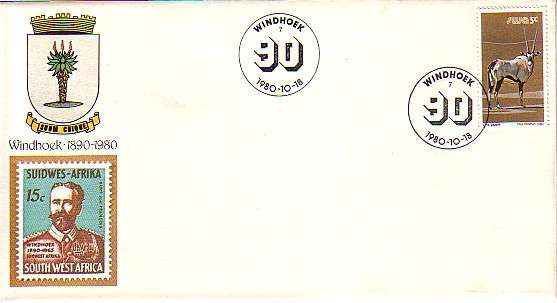 SOUTH WEST AFRICA PHILATELIC COVER - 90 TH ANN. - WINDHOEK 1890-1980