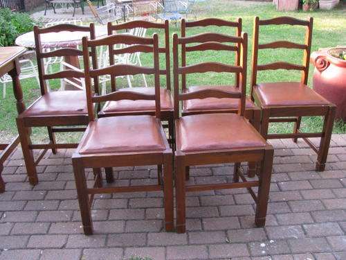 A  SET OF 6 IMBUIA 1940'S LADDER BACK CHAIRS