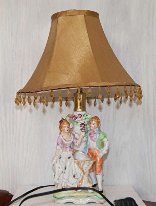 Vintage Porcelain Figurine Lamp Planter