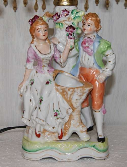 Vintage Porcelain Figurine Lamp Planter