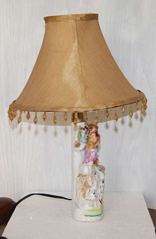 Vintage Porcelain Figurine Lamp Planter