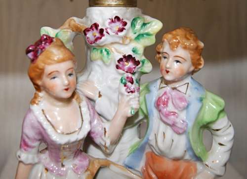 Vintage Porcelain Figurine Lamp Planter
