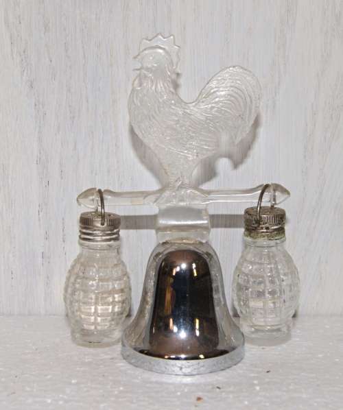 Silver Plated Cockerel Dinner Bell with Salt and Pepper
