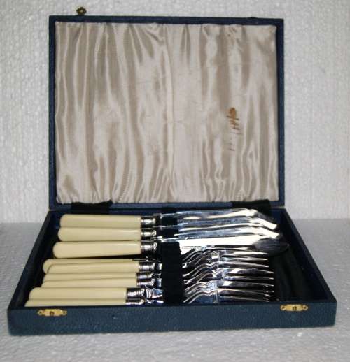 Vintage Bone Handled Fish Set @@@ CCCRRRAAAZZZYYY R1 START!!!