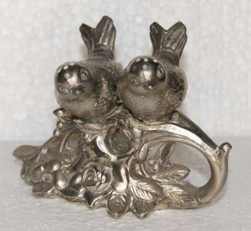 Vintage Silver Plated Bird Shaped Salt and Pepper on Original Stand @@@ CCCRRRAAAZZZYYY R1 START!!!