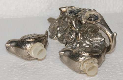 Vintage Silver Plated Bird Shaped Salt and Pepper on Original Stand @@@ CCCRRRAAAZZZYYY R1 START!!!