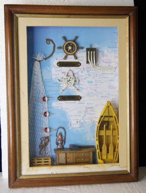 Vintage 3D Box Framed Fishing Map (Number 2) @@@ CCCRRRAAAZZZYYY R1 START!!!