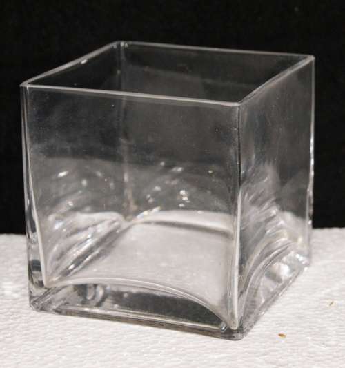 Glass Cube Shaped Vase/ Pot
