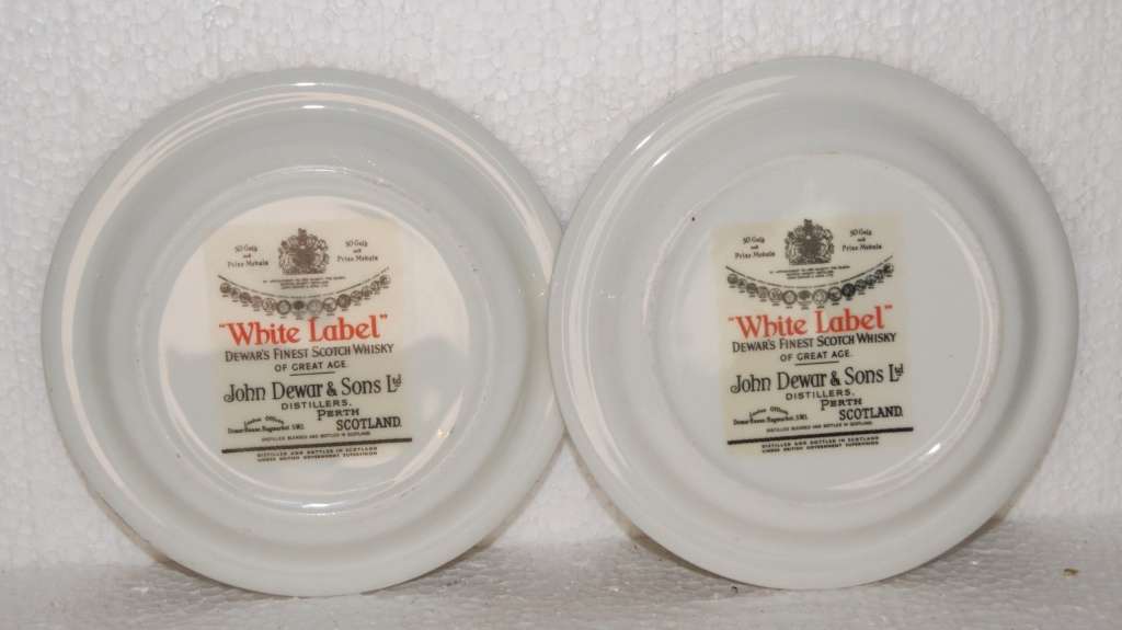Pair of White Label Whiskey Porcelain Coasters @@@ CCCRRRAAAZZZYYY R1 START!!!