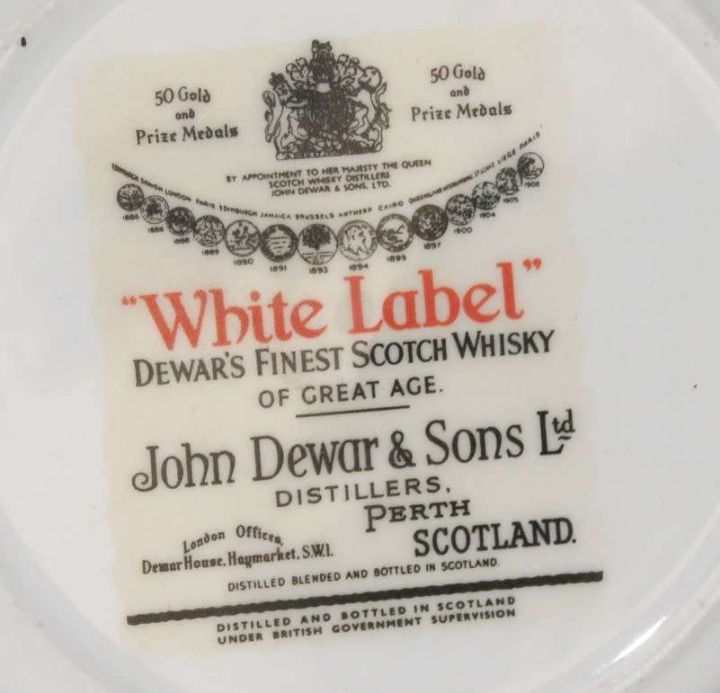Pair of White Label Whiskey Porcelain Coasters @@@ CCCRRRAAAZZZYYY R1 START!!!