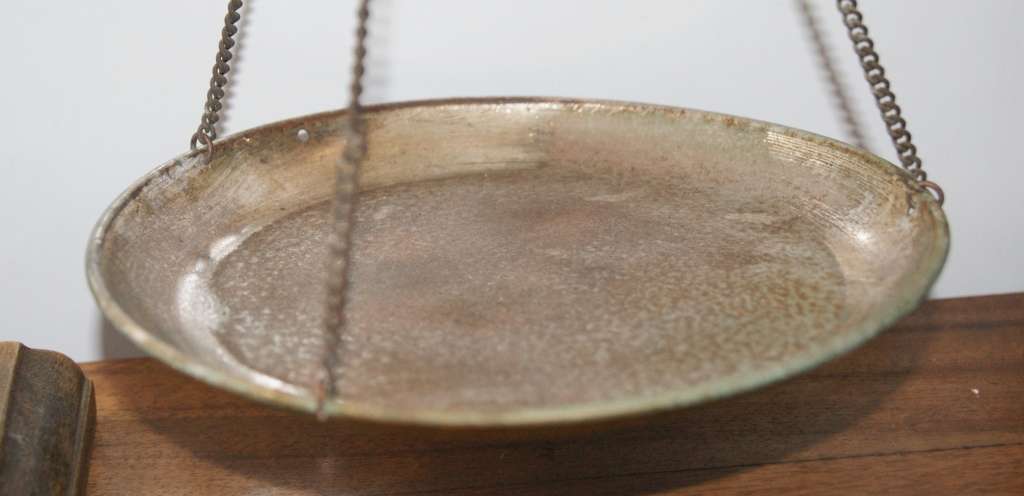 Vintage Brass and Wood Balance Scale