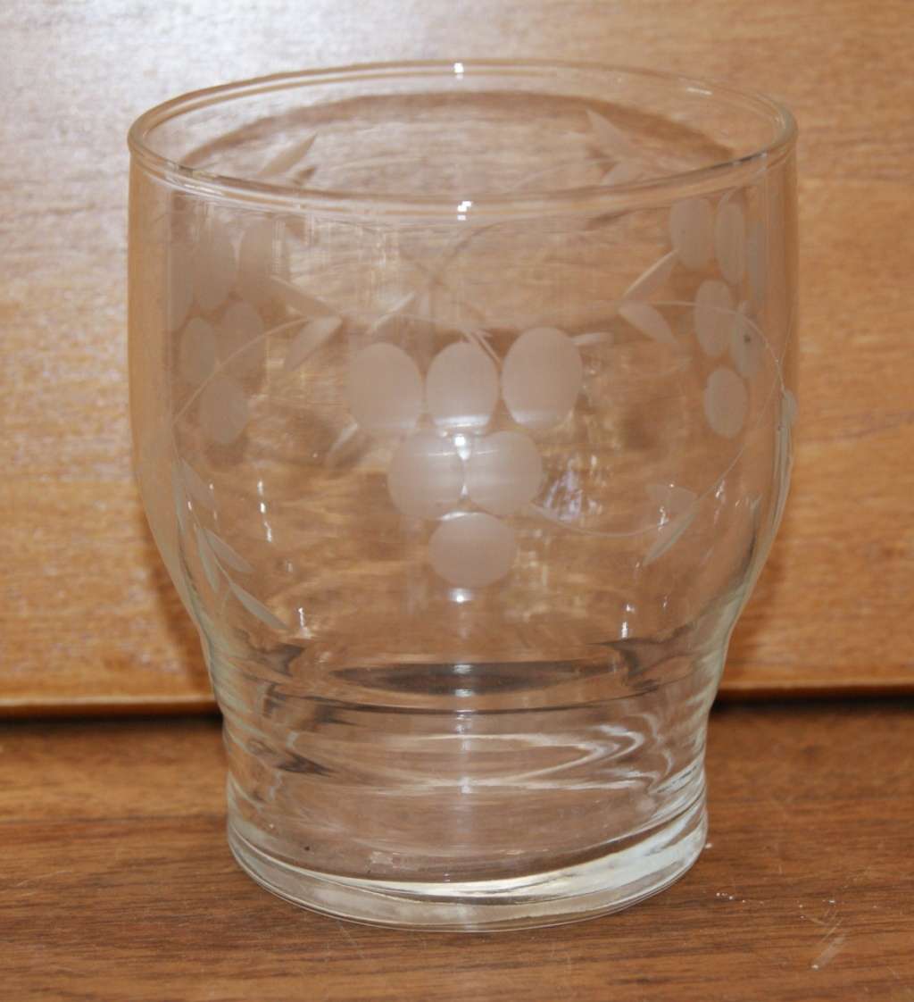 Fancy Grape Pattern Low Ball Glasses (4 available, price per glass)