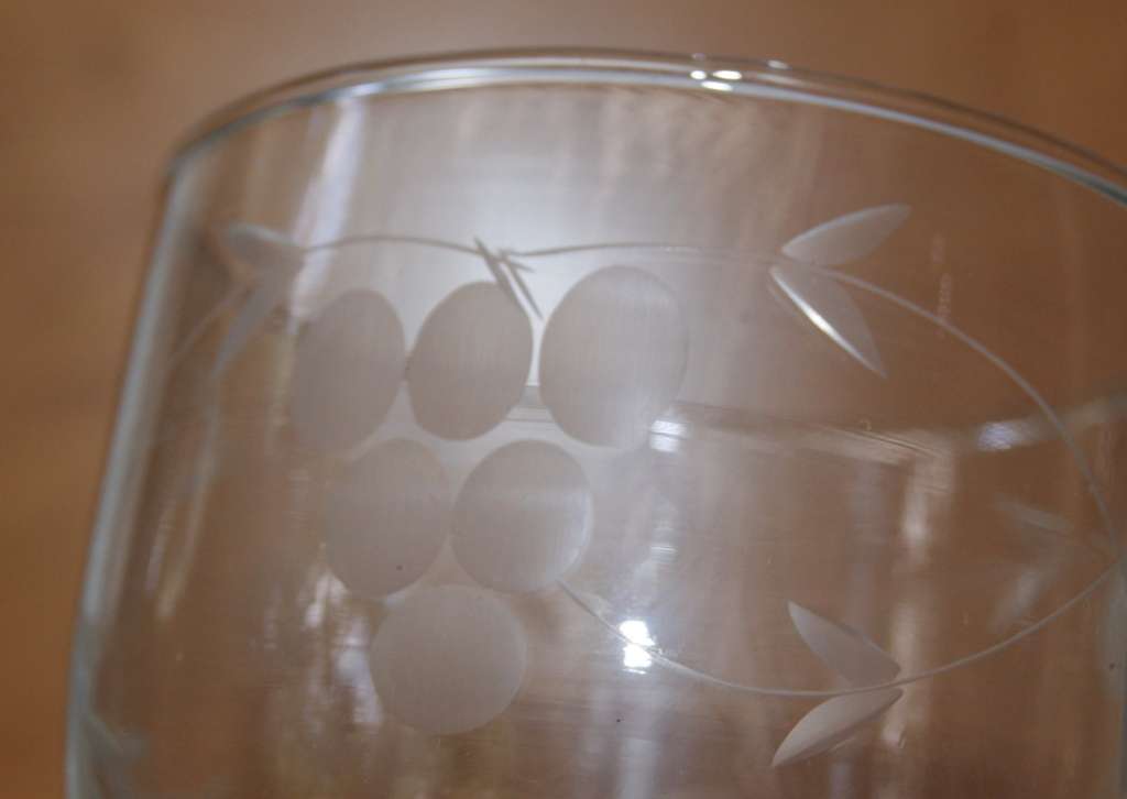 Fancy Grape Pattern Low Ball Glasses (4 available, price per glass)