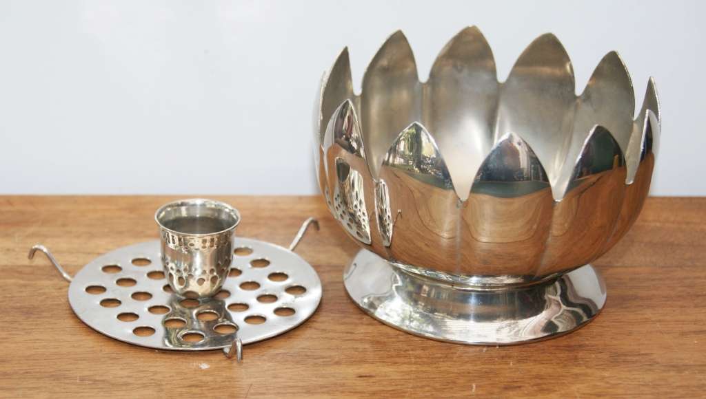 Silver Plated Candle Holder Vase with Silver Plated Frog