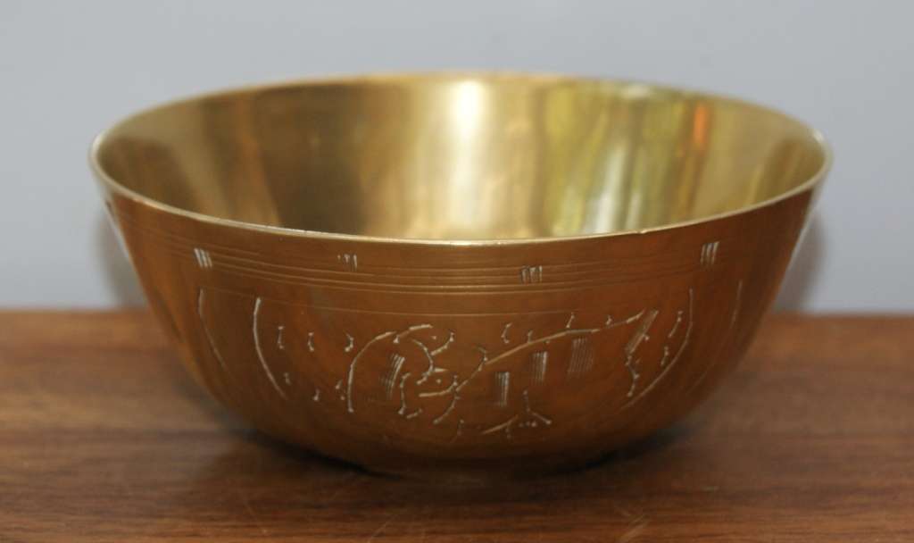 Hand Etched Brass Bowl