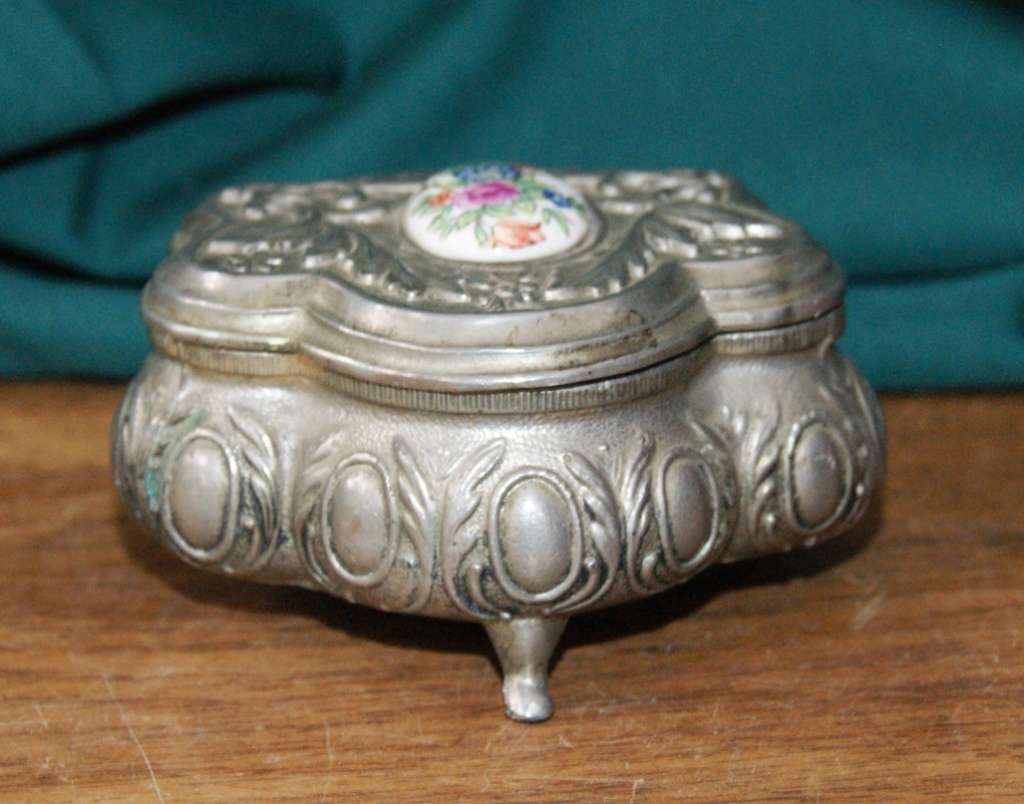 Vintage High Relief Metal Trinket Box