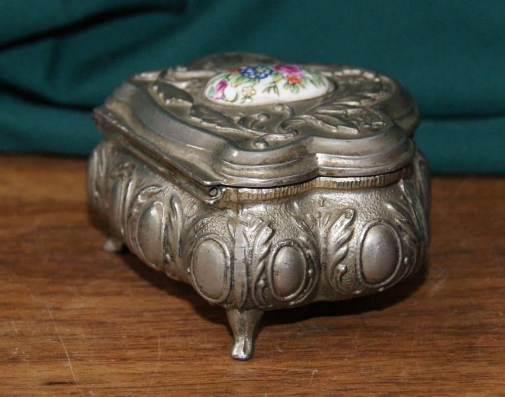 Vintage High Relief Metal Trinket Box