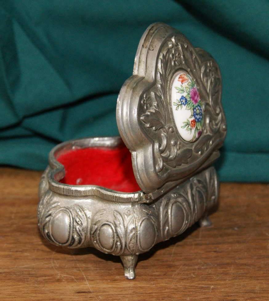Vintage High Relief Metal Trinket Box