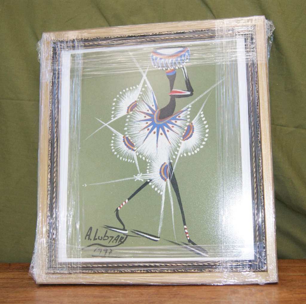 A. Lubyart `Tribal Figures` 1997 with Stunning NEW Frame