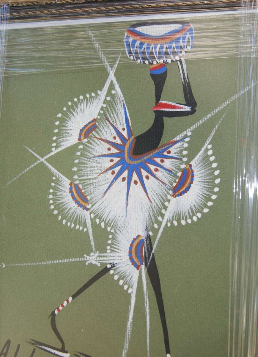 A. Lubyart `Tribal Figures` 1997 with Stunning NEW Frame