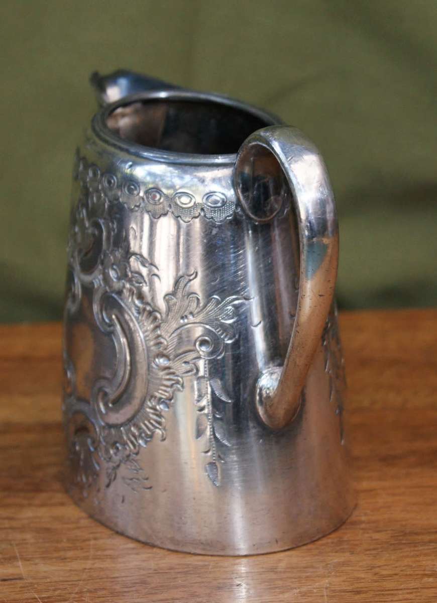 Antique Hand Etched EPBM Milk Jug