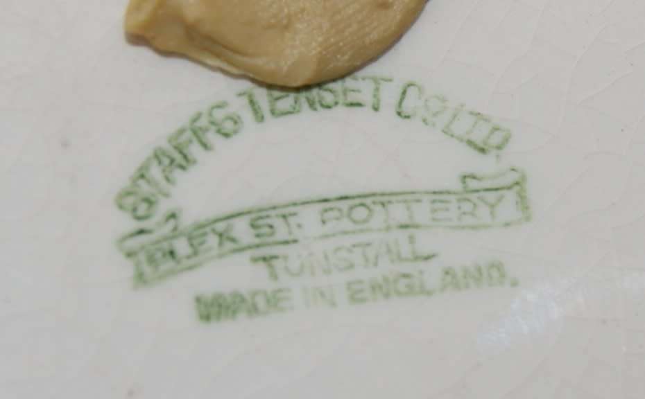 Plex St Pottery Tunstall Staffs Teaset Company LTD Display Plate