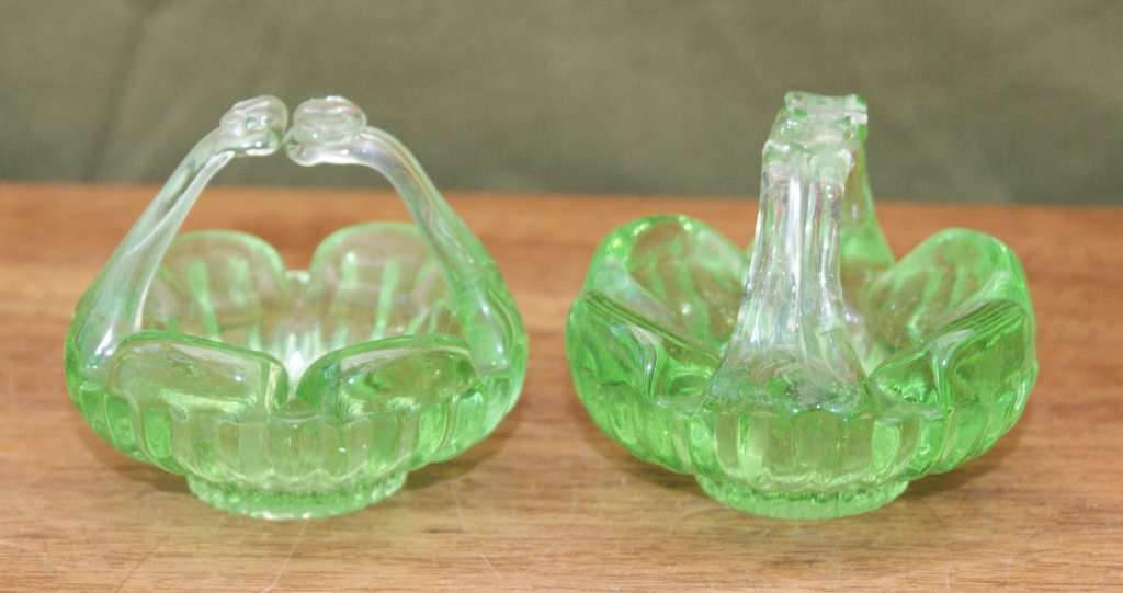 Pair of Green Glass Dishes
