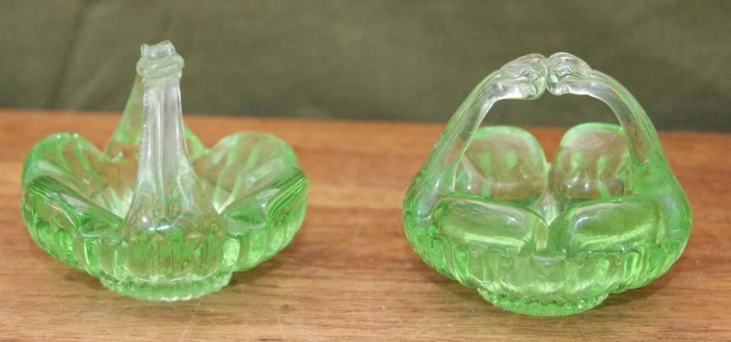 Pair of Green Glass Dishes