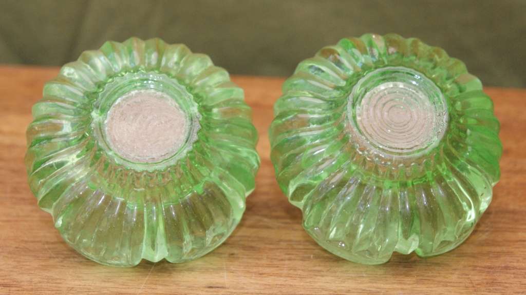 Pair of Green Glass Dishes